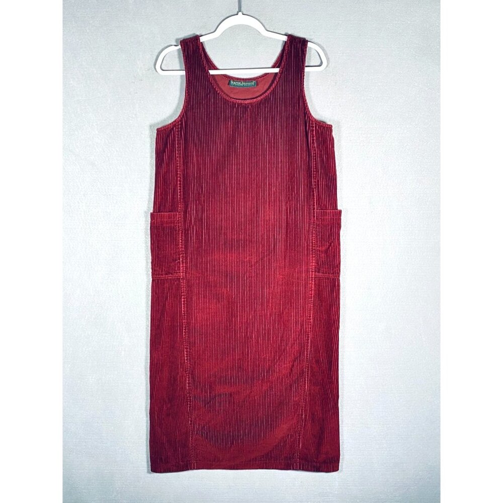 Vintage Harve Benard Corduroy Jumper Dress Womens L Rust Red Maxi y2k Cottage